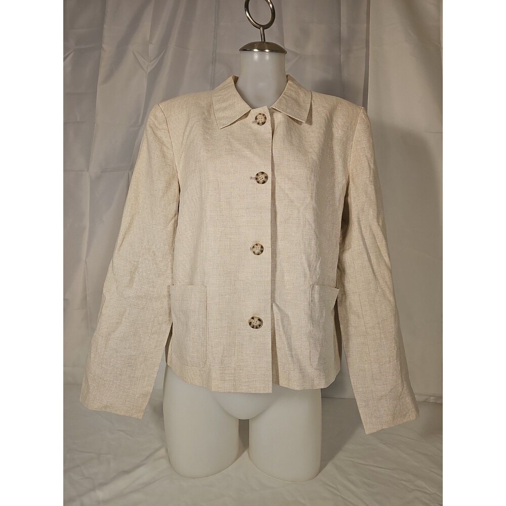 Talbots Petites Linen Blazer Jacket Women's size 12 Lined